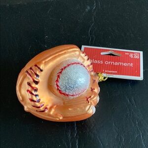 Glass Baseball Ornament with Glove